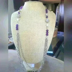 Silver multilayer  necklace